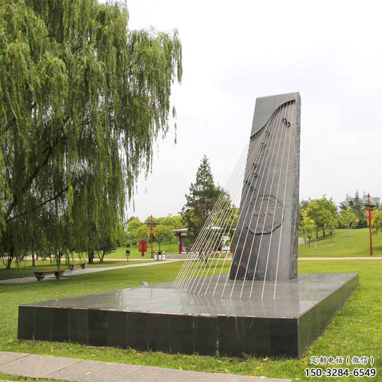 彈古箏雕塑定價，村標(biāo)概念，公園雕塑景觀選用