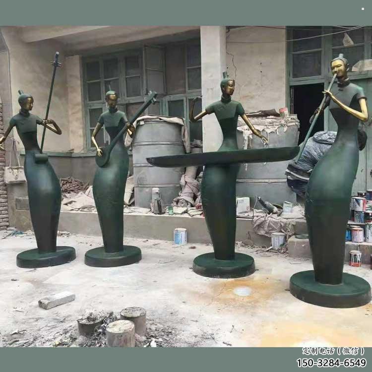 彈古箏雕塑供求，村標(biāo)概念，民俗人物雕塑制作承接