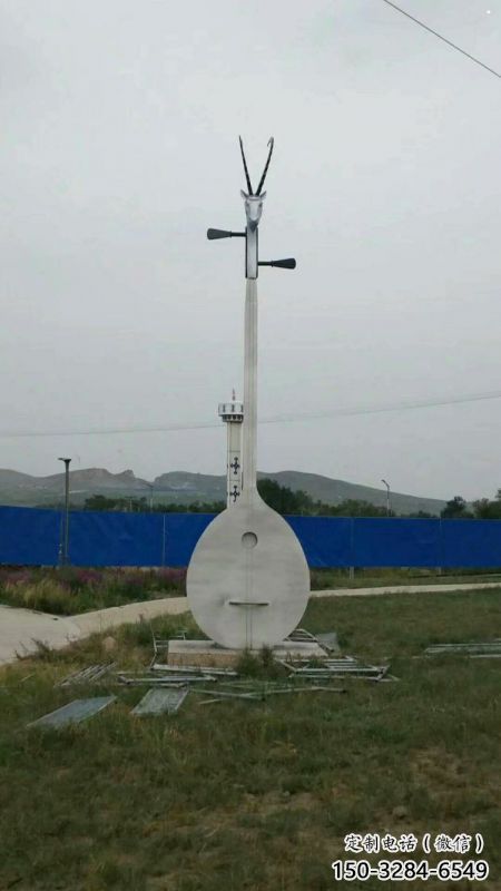馬頭琴雕塑批發(fā)，街頭藝術(shù)，不銹鋼馬頭琴雕塑展品