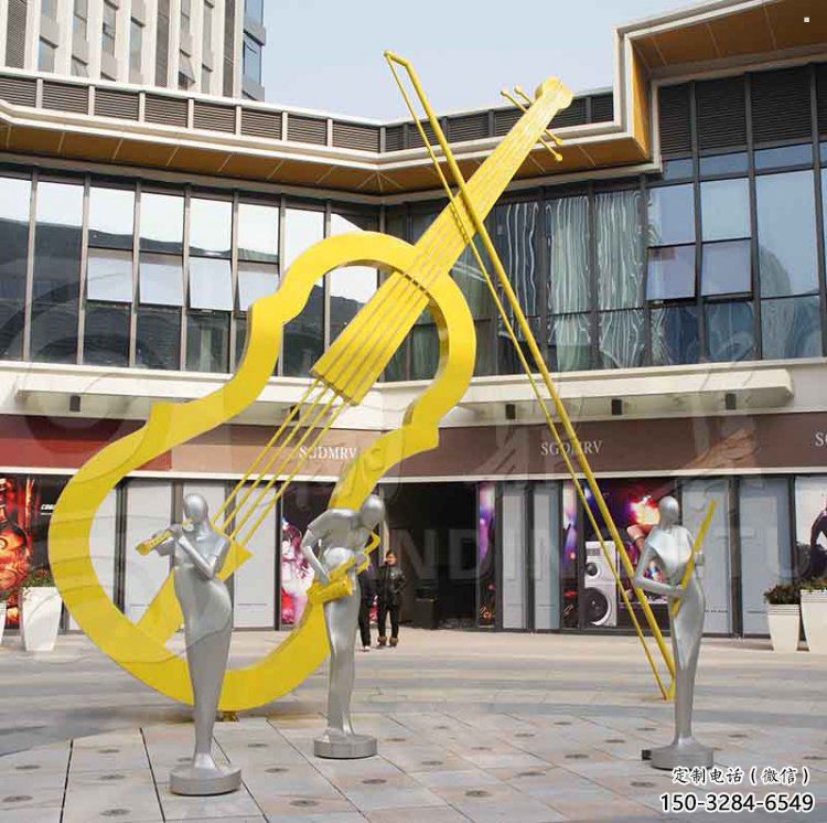 提琴雕塑提供，園林裝飾，不銹鋼提琴雕塑承接