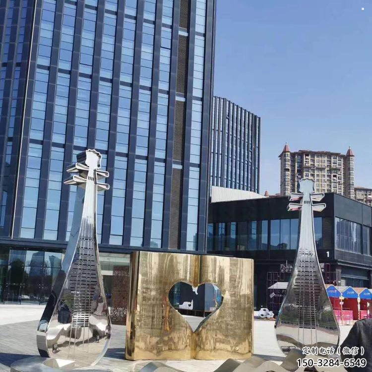 提琴雕塑展品，花園小品，鏡面不銹鋼提琴雕塑優(yōu)選