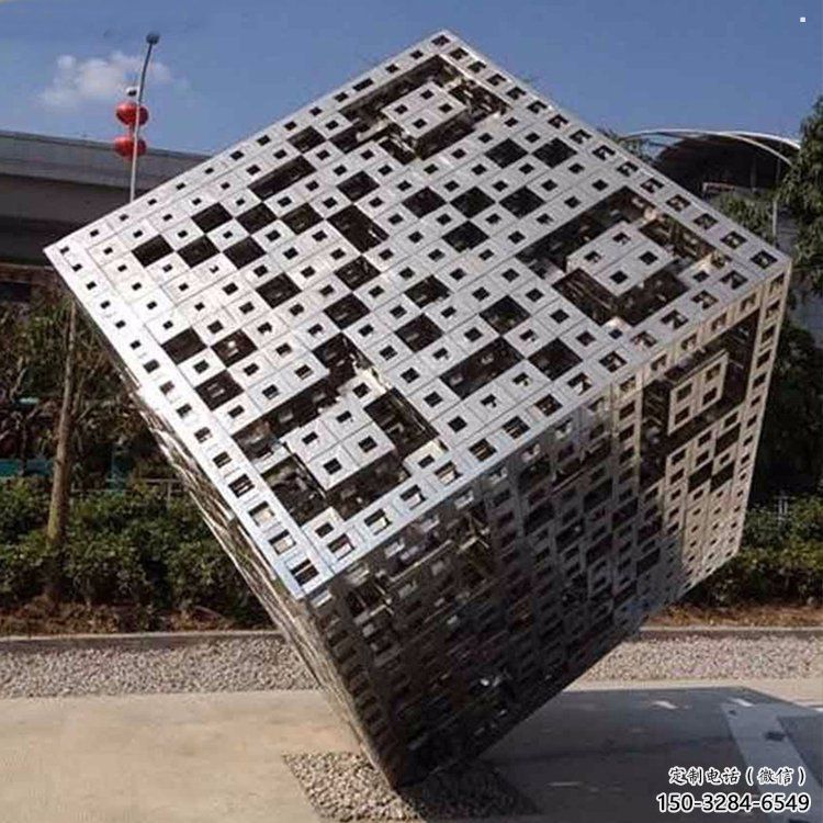 方塊方案展品，街頭雕塑，地產(chǎn)不銹鋼方塊雕塑供需