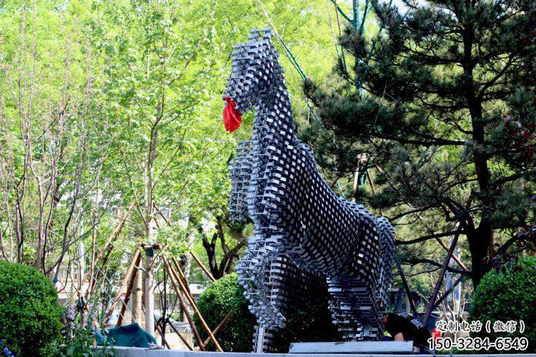 方塊馬雕塑精選，公園小品，抽象方塊馬雕塑廠家
