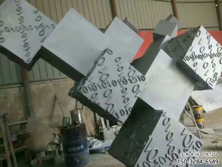 幾何體雕塑訂做，街道標(biāo)識，不銹鋼幾何體雕塑定做