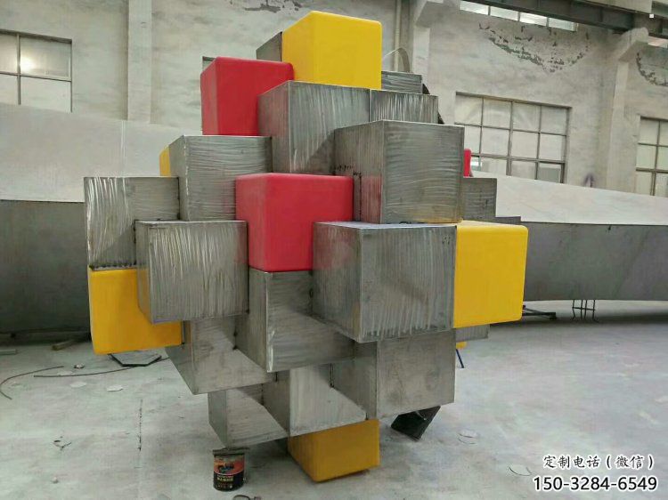 立方體雕塑批發(fā)，標(biāo)識(shí)雕塑，鏤空立方體雕塑優(yōu)選廠家