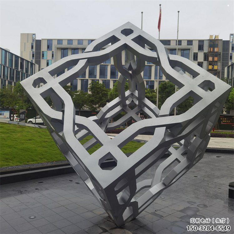 立方體雕塑提供，戶外雕塑，鏤空立方體雕塑廠家