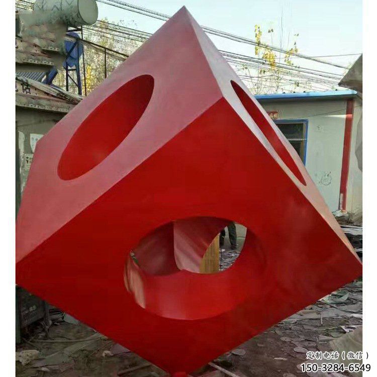 立方體雕塑制造商，露天雕塑，鏤空立方體雕塑訂做廠家