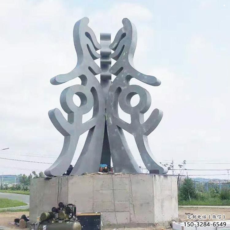 古文字雕塑訂做廠家，景區(qū)雕塑，烤漆不銹鋼古文字雕塑