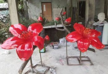 梧桐花雕塑優(yōu)選，室外雕塑，彩繪梧桐花雕塑廠家優(yōu)選