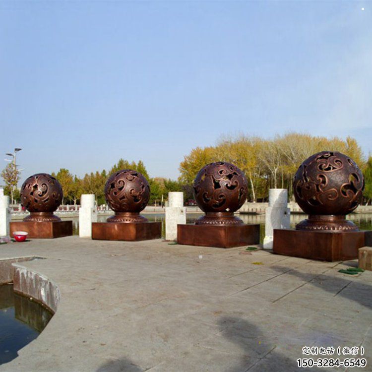 鏤空球雕塑承接，村標概念，地產(chǎn)烤漆鏤空球雕塑廠家
