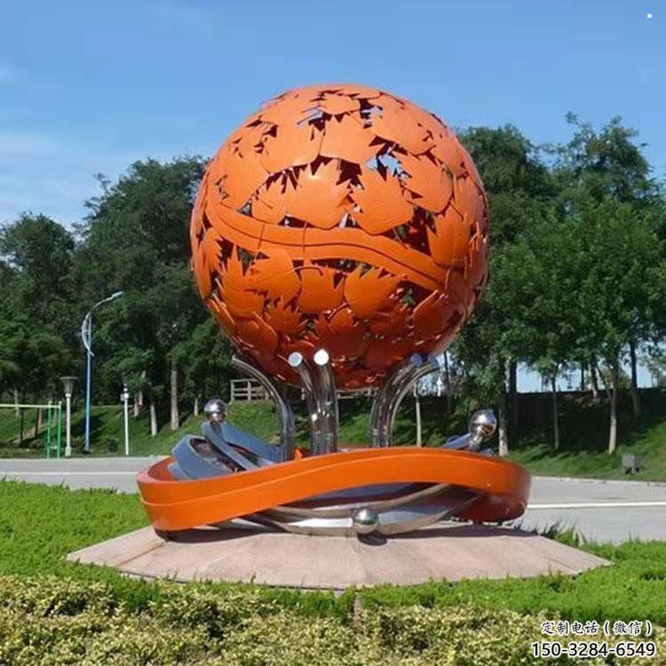 鏤空球雕塑指用，白鋼構(gòu)件，烤漆鏤空球雕塑提供