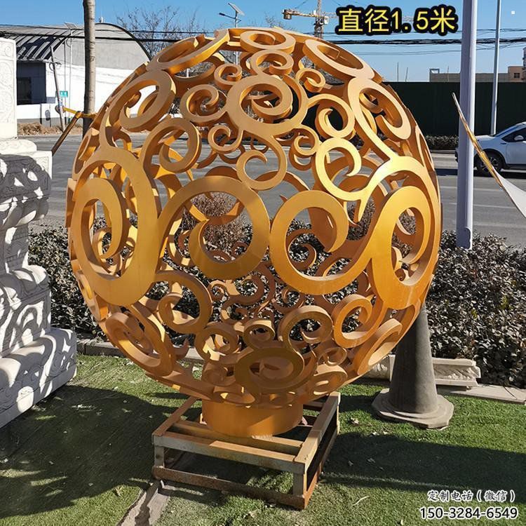 鏤空球雕塑制作，廣場雕塑，烤漆鏤空球雕塑廠家