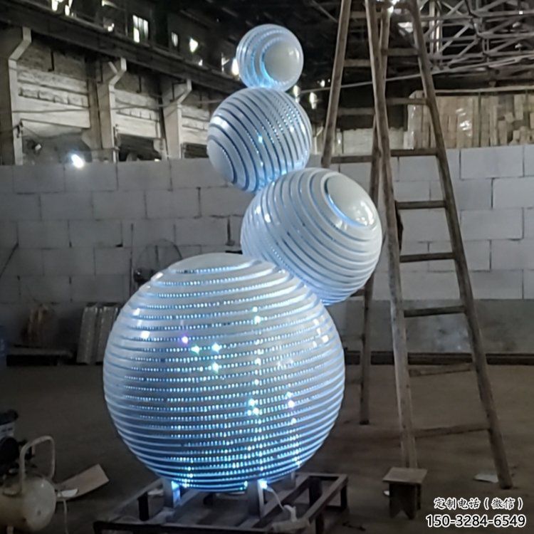 燈光球雕塑承接，城市雕塑，不銹鋼燈光球雕塑精品