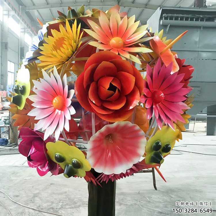 花球雕塑廠家，美陳雕塑，不銹鋼花球雕塑定制