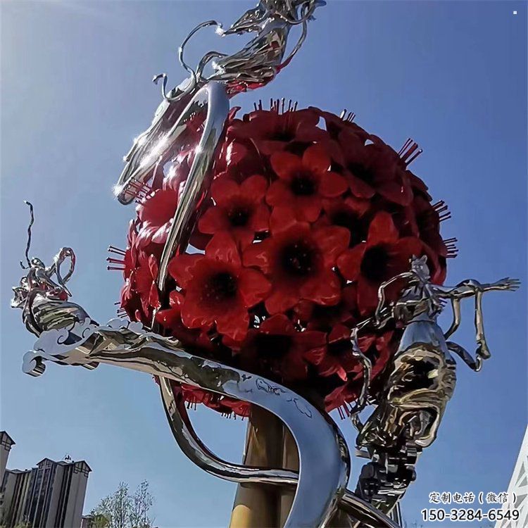 花球雕塑制作，鍛造工藝，不銹鋼花球雕塑選用