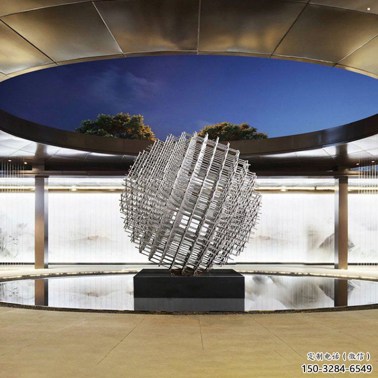 鏤空球雕塑擺件，室外軟裝，異形鏤空球雕塑定制