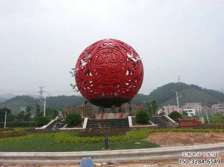圓球雕塑訂做，街道標識，烤漆圓球雕塑定做