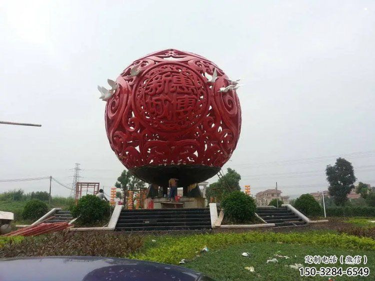 圓球雕塑服務(wù)商，街道標(biāo)識，景觀烤漆圓球雕塑定制