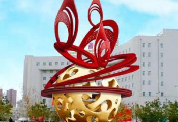 鏤空球雕塑展品，街頭雕塑，烤漆鏤空球雕塑供需