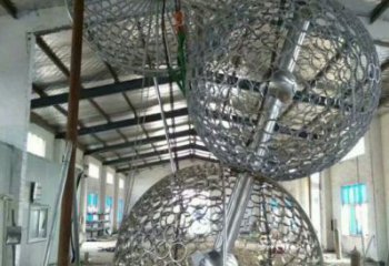 空心球雕塑點(diǎn)擊，景觀雕塑，鏤空空心球雕塑制作