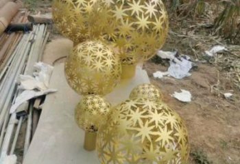 棱面球雕塑供給，市標(biāo)雕塑，鏤空棱面球雕塑定制廠家