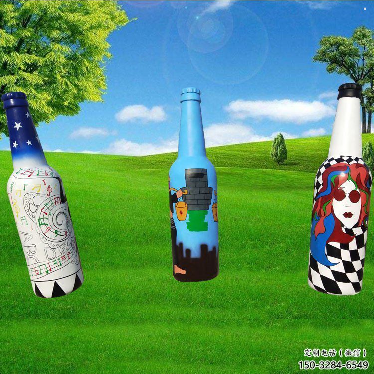 啤酒瓶雕塑承接，景區(qū)案例，玻璃鋼啤酒瓶雕塑承接
