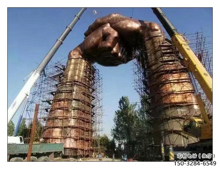 拳頭雕塑供需，室外軟裝，金屬不銹鋼拳頭雕塑制作
