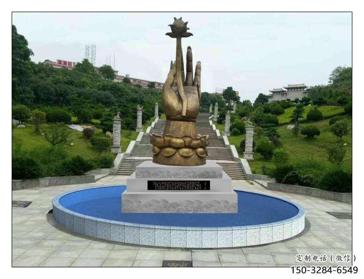 手拈花雕塑生產(chǎn)，城市裝飾，不銹鋼手拈花雕塑選定