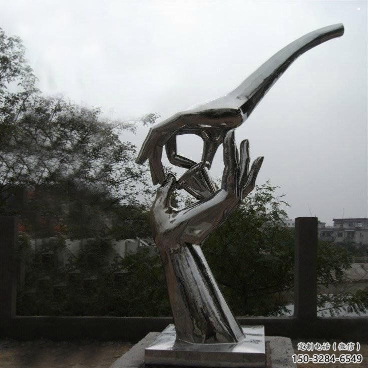 手拈花雕塑制造商，小區(qū)擺件，不銹鋼手拈花雕塑制造廠家
