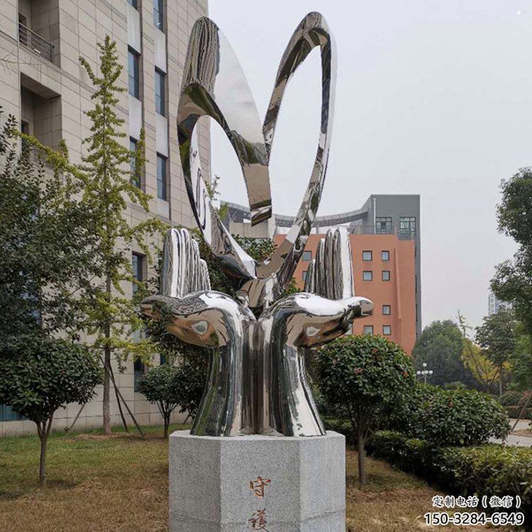 雙手雕塑指用，小區(qū)雕塑，廣場(chǎng)不銹鋼雙手雕塑制作