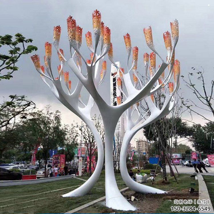 遮陽樹雕塑批發(fā)，標識雕塑，不銹鋼遮陽樹雕塑優(yōu)選