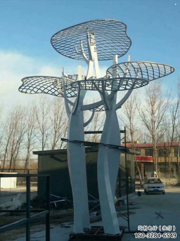 蘑菇樹雕塑定價(jià)，街頭雕塑，鏤空蘑菇樹雕塑制作廠家