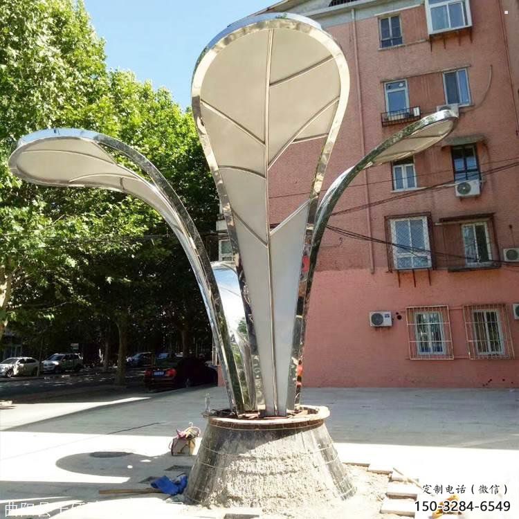 鏡面樹葉雕塑，園林裝飾，不銹鋼鏡面樹葉雕塑承接
