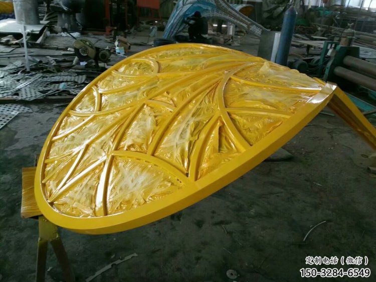 樹葉雕塑承接，街道標(biāo)識，彩繪烤漆樹葉雕塑廠家