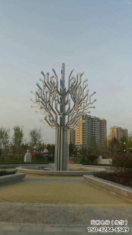 風鈴樹雕塑定制，小區(qū)擺件，不銹鋼風鈴樹雕塑服務商