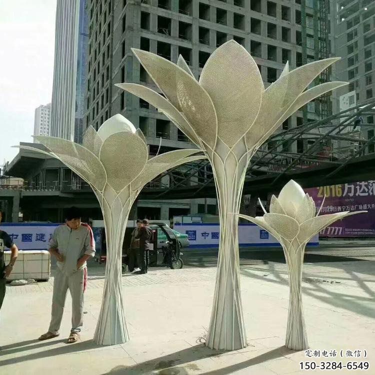 花樹雕塑定做，村標概念，不銹鋼花樹雕塑制造商