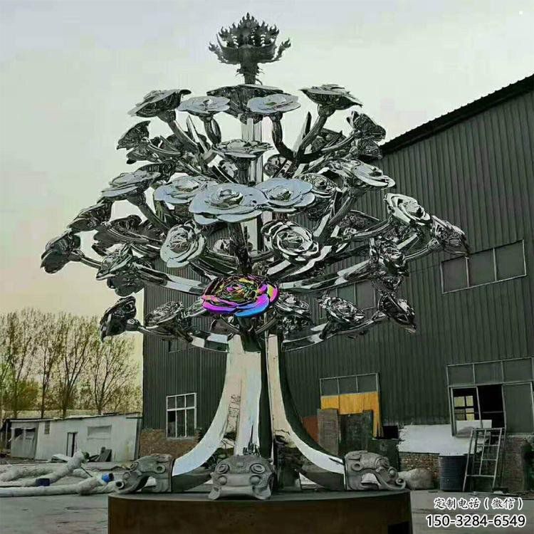 花樹雕塑工廠，廣場雕塑，不銹鋼花樹雕塑點擊