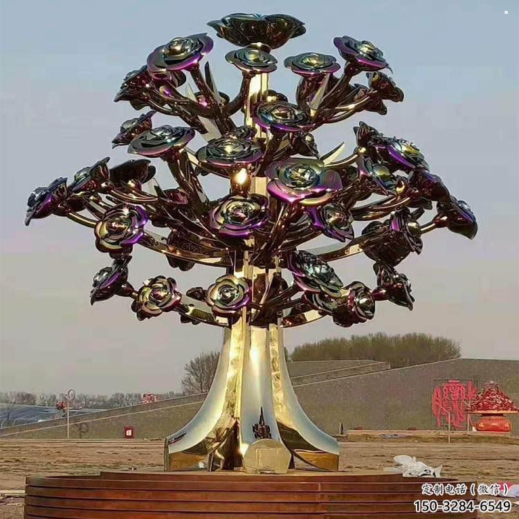 花樹雕塑加工商，鋼管組合，鈦金不銹鋼花樹雕塑定做