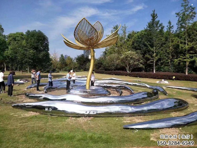 花樹雕塑制造商，街景小品，不銹鋼花樹雕塑定制