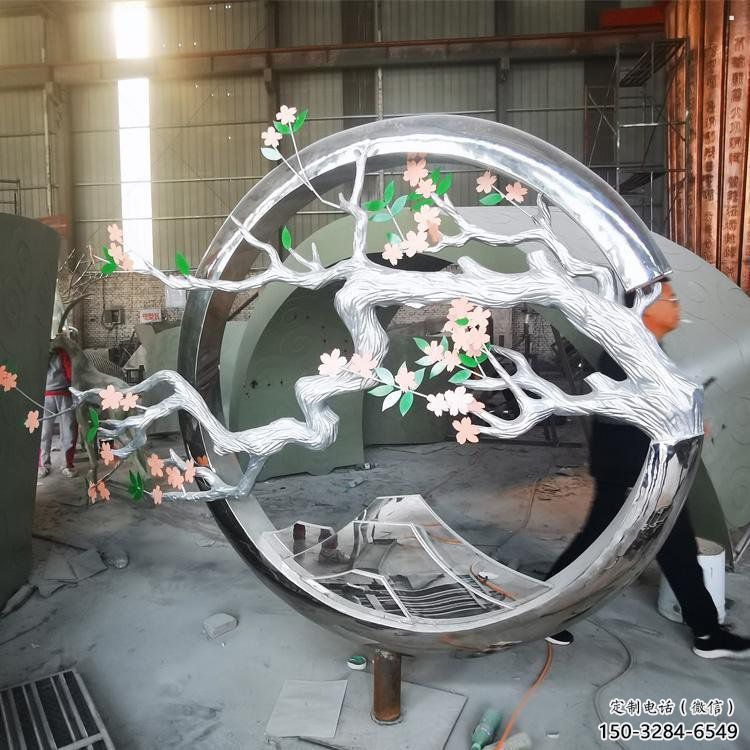 梅花樹雕塑廠家，花園小品，不銹鋼梅花樹雕塑精選