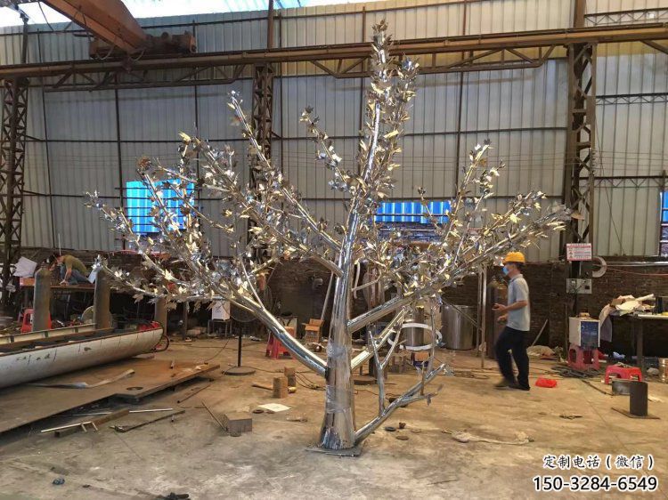 大型楓樹雕塑優(yōu)選，白鋼構(gòu)件，不銹鋼楓樹雕塑廠
