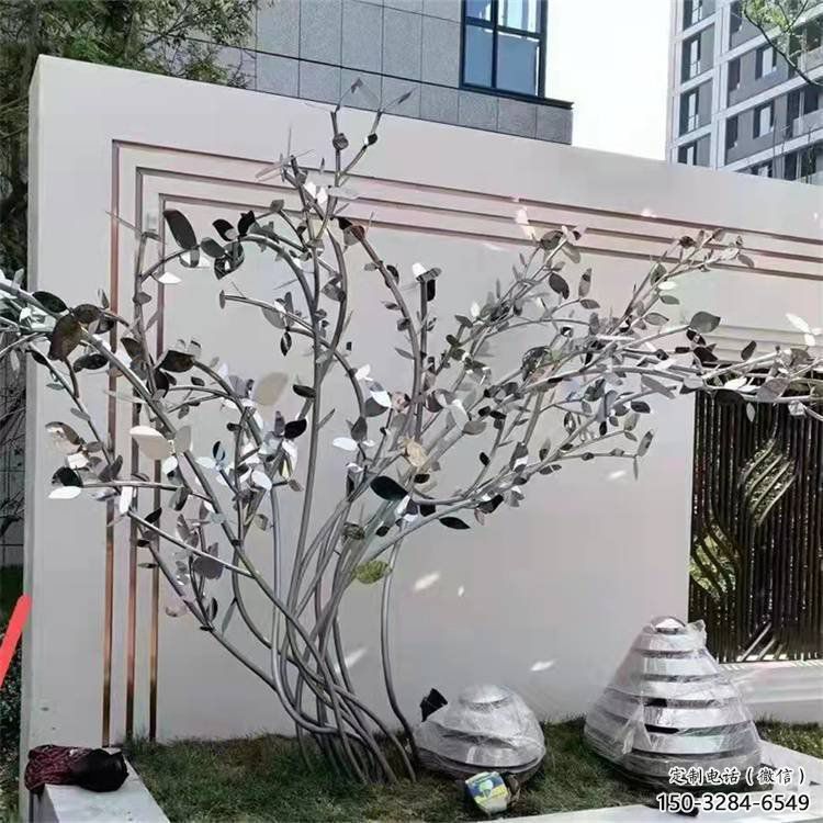 楓樹雕塑優(yōu)選，白鋼構(gòu)件，不銹鋼楓樹雕塑工程
