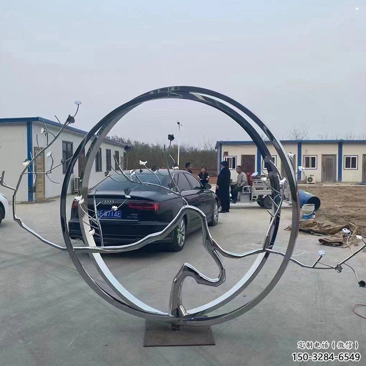 圓環(huán)樹雕塑點擊，景觀雕塑，不銹鋼圓環(huán)樹雕塑制作