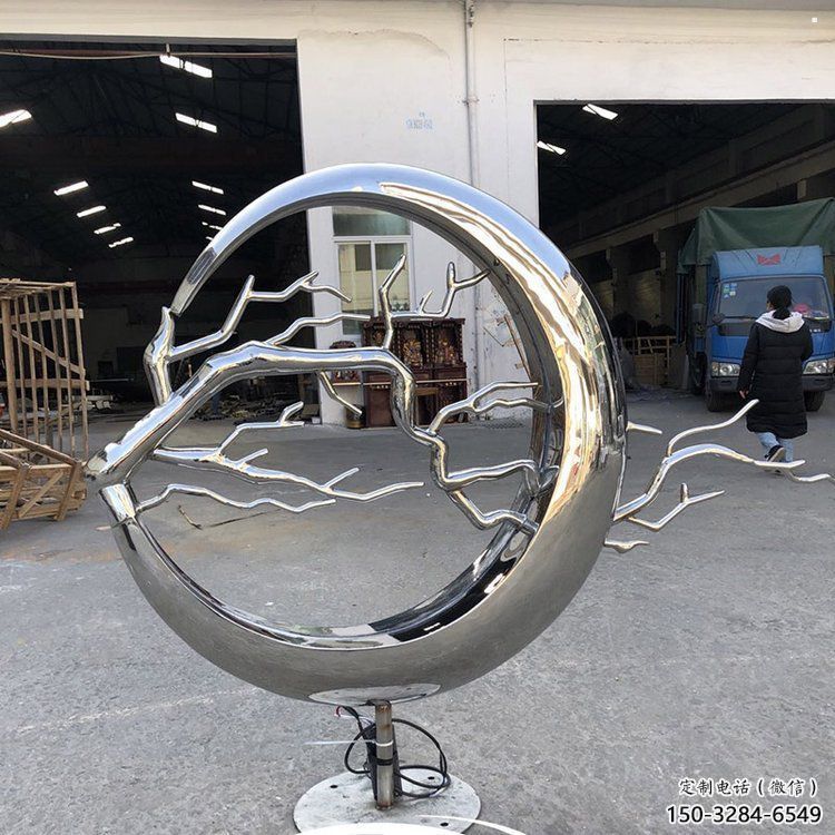 圓環(huán)樹雕塑服務(wù)商，美陳雕塑，不銹鋼圓環(huán)樹雕塑訂做