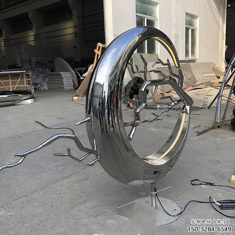 圓環(huán)樹雕塑供應，花園小品，不銹鋼圓環(huán)樹雕塑展品
