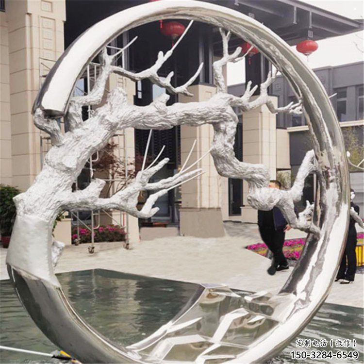 圓環(huán)樹(shù)雕塑制造商，露天雕塑，不銹鋼圓環(huán)樹(shù)雕塑訂做