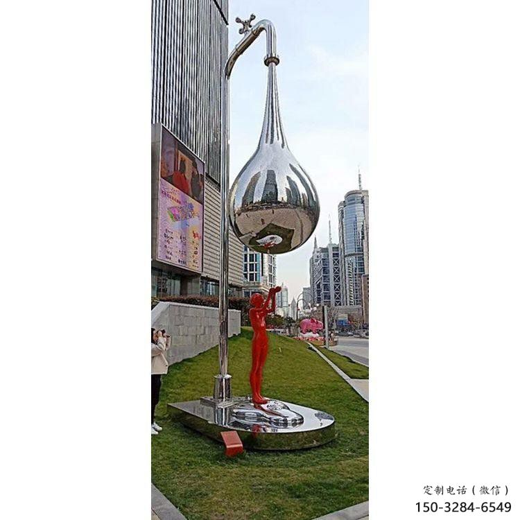 水滴雕塑專供，園林裝飾，不銹鋼鏡面水滴雕塑批發(fā)