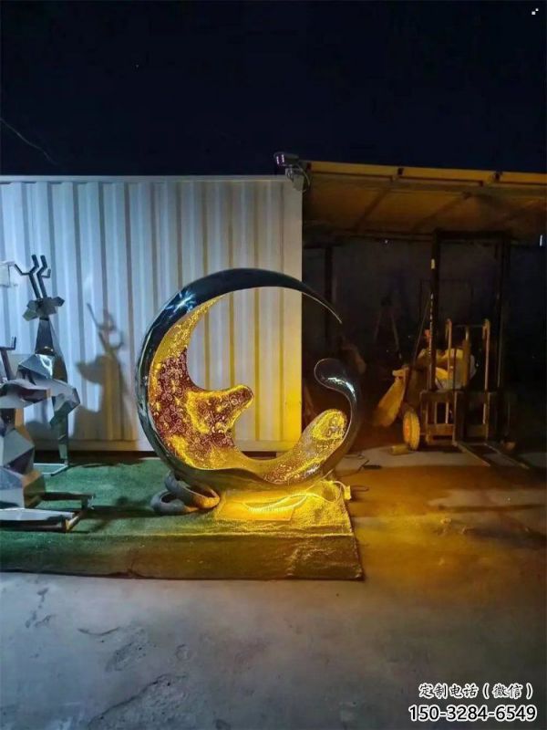 燈光水滴雕塑廠家，抽象理念，不銹鋼環(huán)形水滴雕塑