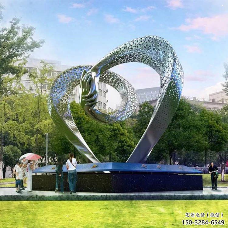 心形雕塑展品，景觀概念，鏤空鏡面心形雕塑優(yōu)選
