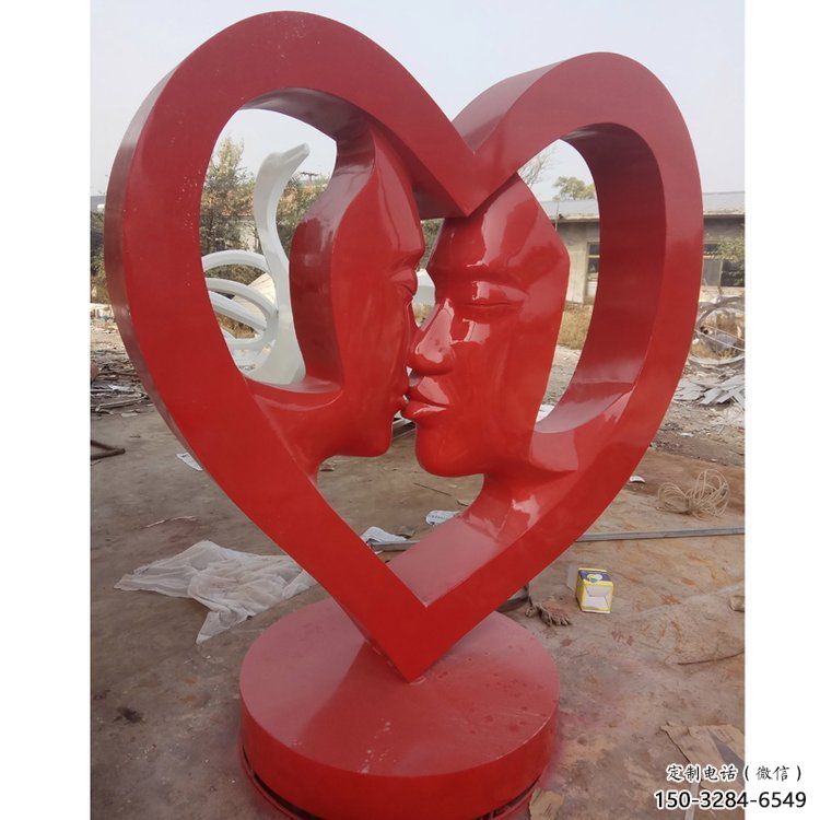 愛心雕塑展品，彩鋼制作，酒店烤漆愛心雕塑精品